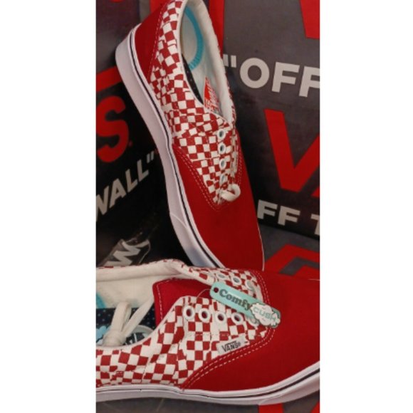 VANS Comfycush Era Men's 7.5/Women's 9 Tear Check Red/White VN0A3WM9V9Z
